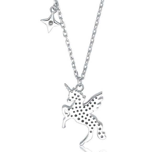 Princess Silver Unicorn Star Necklace - Picture 3 of 6